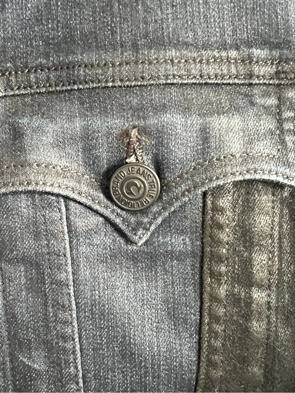 True Religion Denim Jacket 3XL Retro Danny Slim Dark Jean Y2K Moto Cafe Street